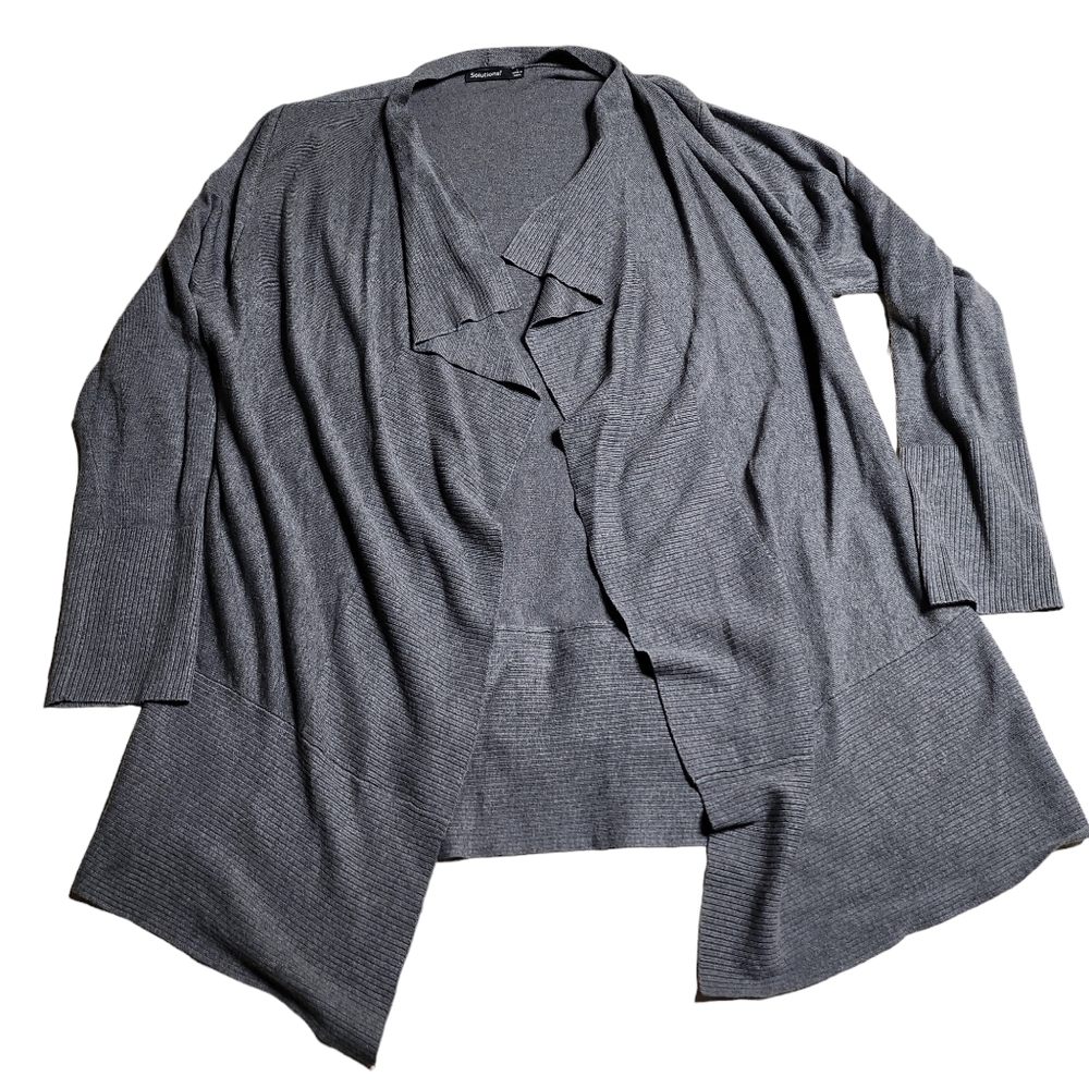 Solutions! Women's Gray Long Sleeve Open Cardigan Size Large E29